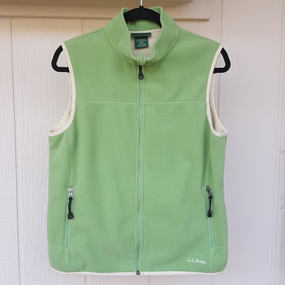 M L.L. BEAN VINTAGE ZIP UP MINT OR SAGE GREEN FLEECE VEST